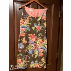 Talbots Floral Cotten Lined A-line Shift Dress 8
